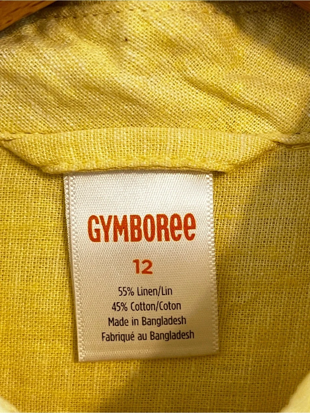 Gymboree Linen Cotton Button Down Shirt Long Sleeve Yellow Boys 12 Classic Prep